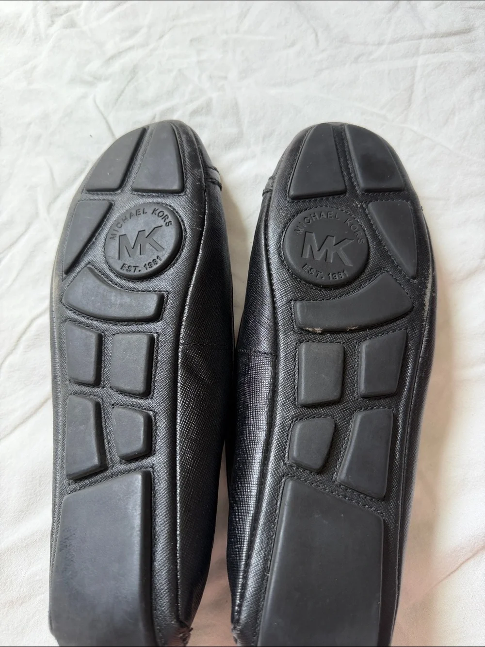 Michael Kors Black Leather MK Medallion Ballet Flats